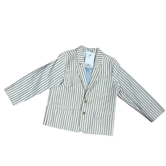 H&M Little Boys Cream & Blue Striped Blazer – Size 3T – NWT - Picture 3 of 12